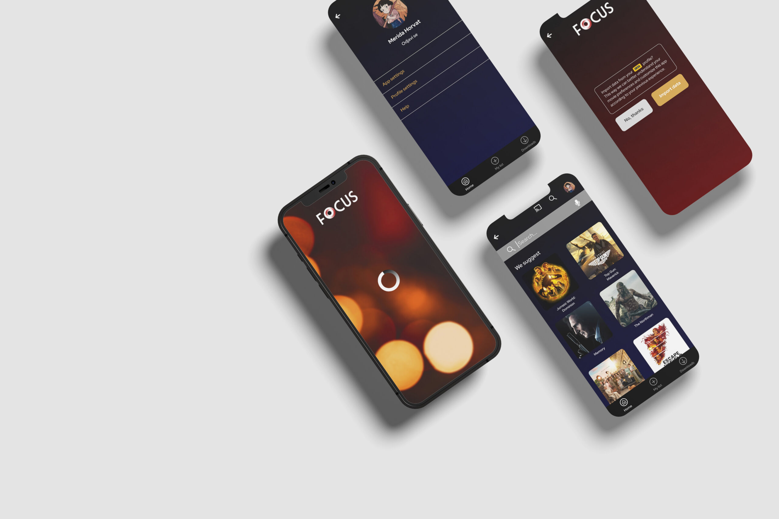 smartphone 12 max pro and three ui screen mockups